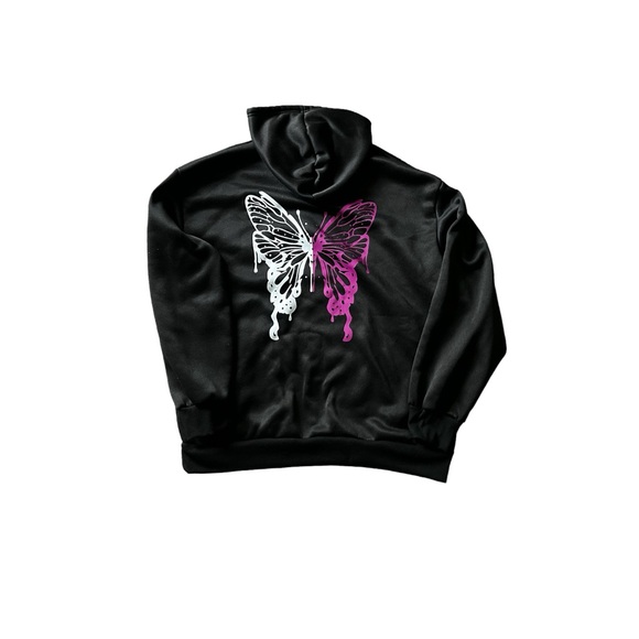 SHEIN Women’s Plus Size Butterfly Print Draw String Hoodie. - Picture 2 of 4